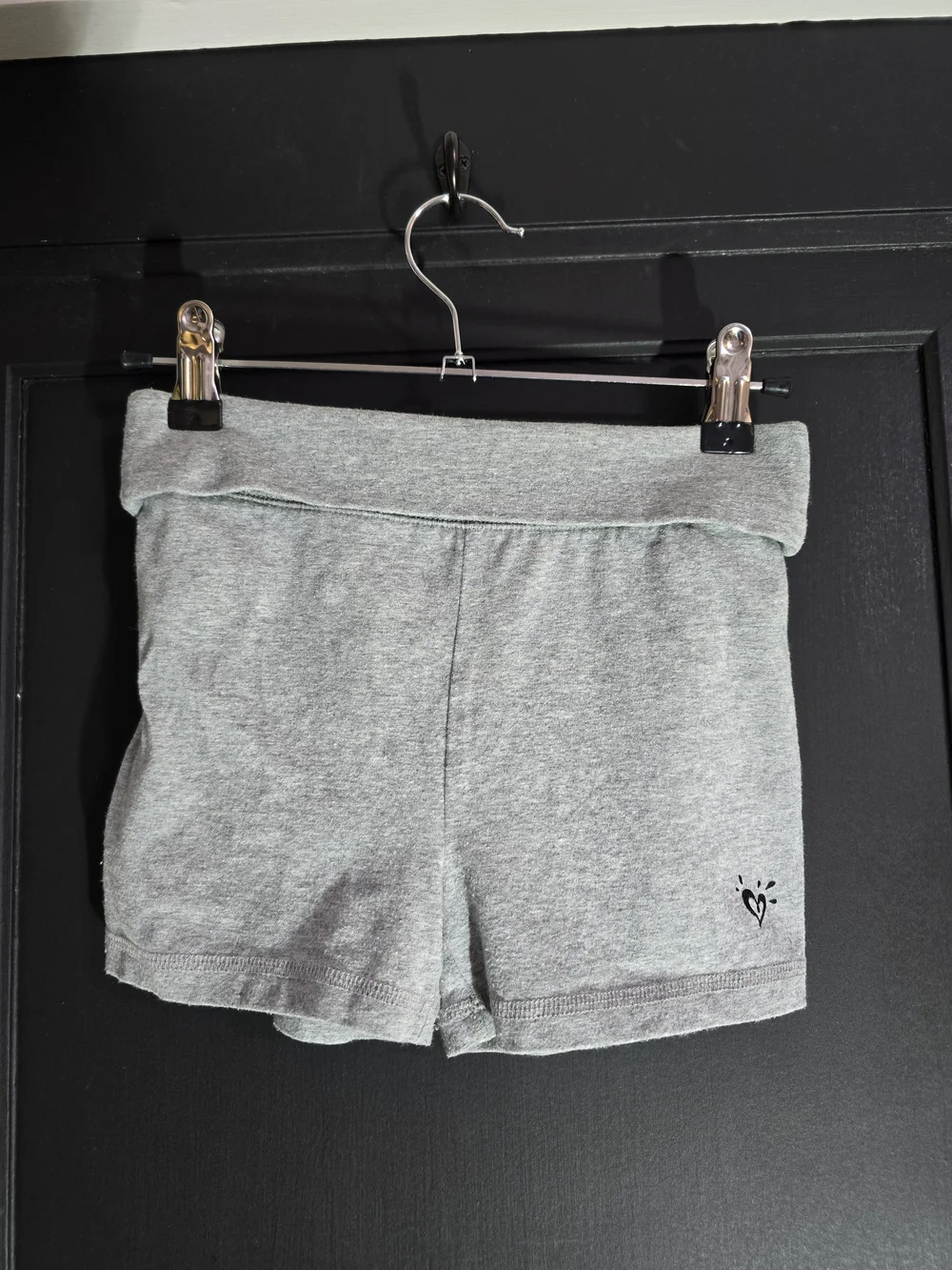 Justice Gray Fold-Over Waist Athletic Shorts with Glitter Logo